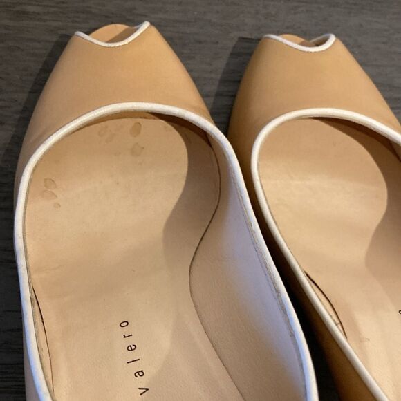 Martinez Valero Tan Leather Peep-Toe Heels Size 9 Made in Spain Elegant Classic - Picture 8 of 13